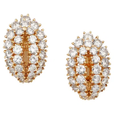 Pre-owned Cartier Paris 5cts Diamond Huggie Hoop Earrings In 18k Yellow Gold