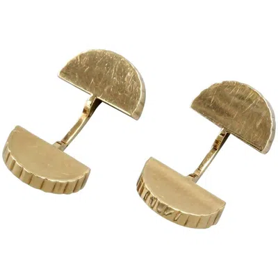 Pre-owned Cartier Paris Art Deco Yellow Gold Coin-edge Fan Cufflinks