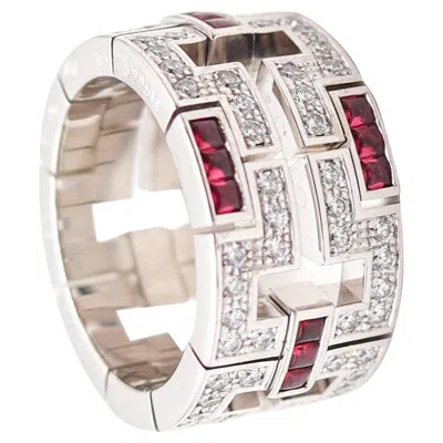 Pre-owned Cartier Paris Baiser Du Dragon Band Ring In 18kt Gold With Diamonds & Rubies In Multi