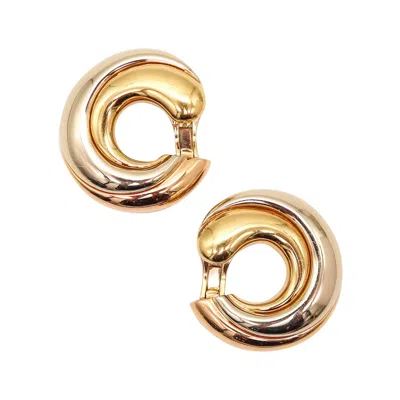 Pre-owned Cartier Paris Bold Clips-on Hoops Earrings In Three Tones Of Solid 18kt Gold In Multi