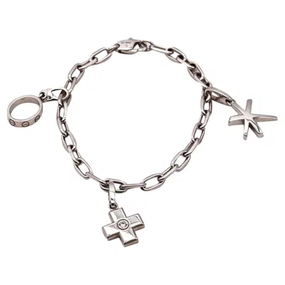 Pre-owned Cartier Paris Bracelet With Three Charms In Solid 18kt White Gold With Box