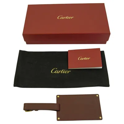 Pre-owned Cartier Paris Burgundy Calfskin Leather Luggage Tag In Red
