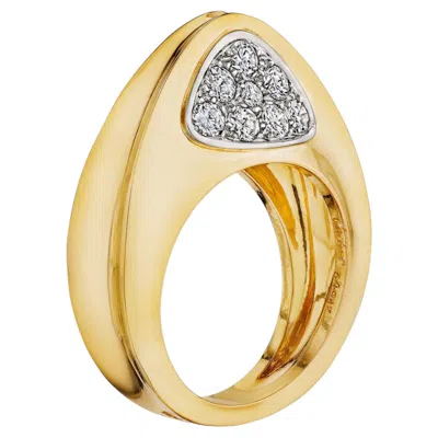 Pre-owned Cartier Paris Diamond Gold Vintage Domed Ring In Multiple