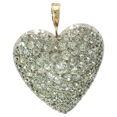 Pre-owned Cartier Paris Diamond Heart Pendant Brooch Edwardian Platinum Topped 18k In Multiple