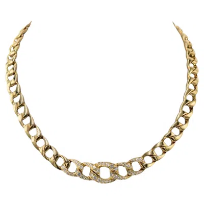 Pre-owned Cartier Paris Diamond Link Necklace By Georges L�enfant In 18k Yellow Gold, 1970