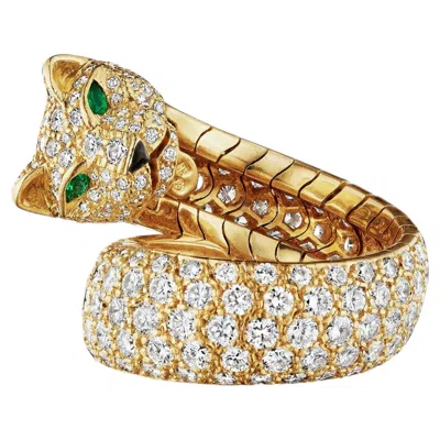 Pre-owned Cartier Paris Diamond "panthère Lakarda" Ring In Multi