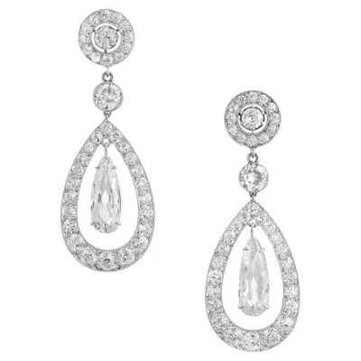 Pre-owned Cartier Paris Gia Certified 7.89 Carat Diamond Platinum Dangle Earrings In Multi