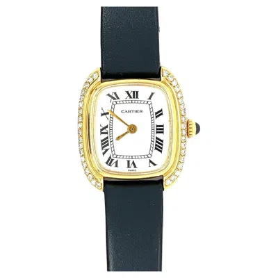 Pre-owned Cartier Paris Gondole 18k Gold Diamond Bezel White Dial Manual Wind Watch