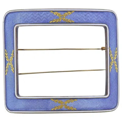 Pre-owned Cartier Paris Guilloche Enamel Gold Silver Buckle Brooch In Multi