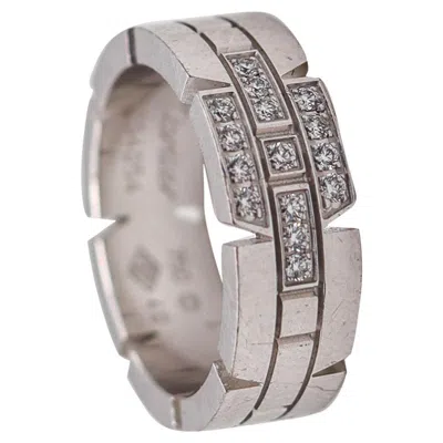 Pre-owned Cartier Paris Maillon Panthere Ring In 18kt White Gold With Vvs Diamonds