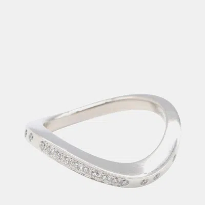 Pre-owned Cartier Paris Nouvelle Diamond 18k White Gold Ring Eu 48