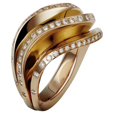 Pre-owned Cartier Paris Nouvelle Vague Diamond Yellow Gold Fan Ring Box Papers