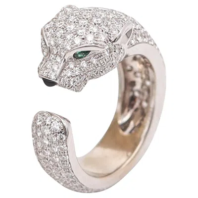 Pre-owned Cartier Paris Panthere Ring In 18kt White Gold With 4.75 Ctw In Vvs Diamonds