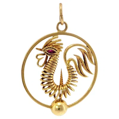 Pre-owned Cartier Paris Rooster Pendant Charm In 18k Yellow Gold, Circa 1950s–60s