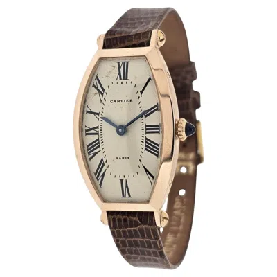 Pre-owned Cartier Paris Rose Gold Tonneau Shaped Watch, Curves On The Wrist. Circa 1990's In Red