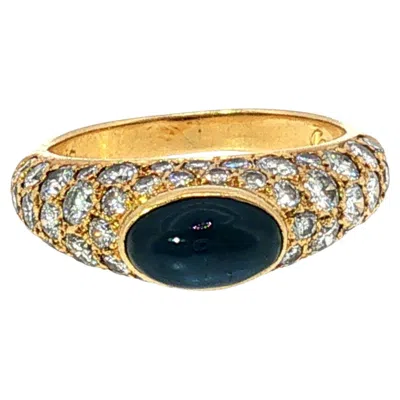 Pre-owned Cartier Paris Sapphire Diamond Ring French 18k Yellow Gold