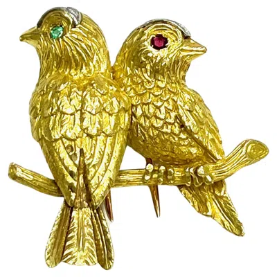 Pre-owned Cartier Paris Two Birds Yellow Gold Brooch
