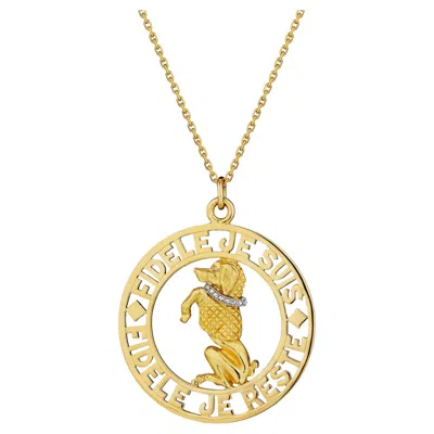 Pre-owned Cartier Paris Vintage Gold Diamond French Poodle Pierced Disc Pendant Necklace In Multi