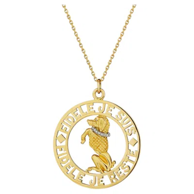 Pre-owned Cartier Paris Vintage Gold Diamond French Poodle Pierced Disc Pendant Necklace In Multiple