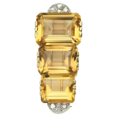 Pre-owned Cartier Paris Yellow Citrine Brooch Pin 18k Gold