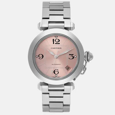 Pre-owned Cartier Pasha C Midsize Pink Dial Automatic Steel Ladies Watch 35 Mm