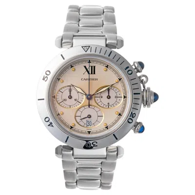 Pre-owned Cartier Pasha Chronograph 38mm Steel Watch, Ref. W3100443 In Multi