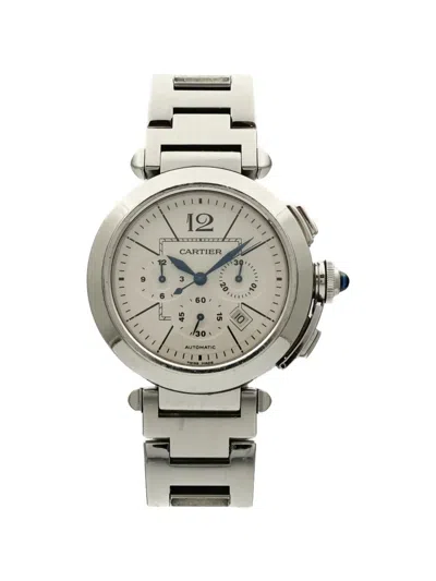 Pre-owned Cartier Pasha Chronograph 42mm Watch In White