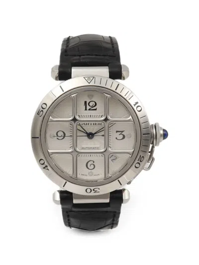 Pre-owned Cartier Pasha Grid 38mm Watch In Silver