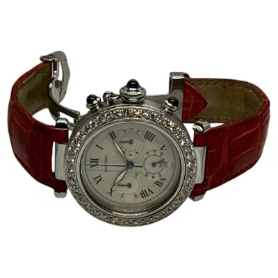 Pre-owned Cartier Pasha Ref. 1050 Stainless Steel Chronograph With Natural Diamond Bezel In Multiple