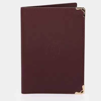 Pre-owned Cartier Passport Holder In Burgundy