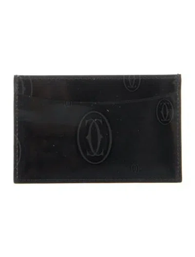 Pre-owned Cartier Patent Leather Card Holder In Blue