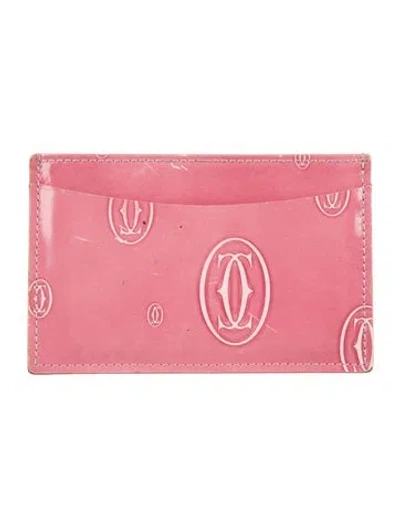 Pre-owned Cartier Patent Leather Card Holder In Pink