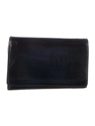 Pre-owned Cartier Patent Leather Coin Pouch In Black