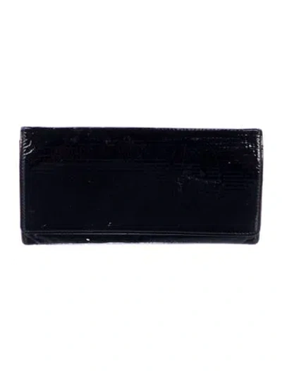 Pre-owned Cartier Patent Leather Continental Wallet In Black