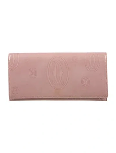 Pre-owned Cartier Patent Leather Continental Wallet In Pink
