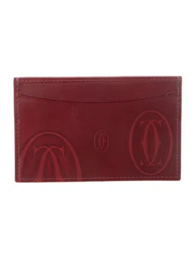 Pre-owned Cartier Patent Leather Graphic Print Card Holder In Red
