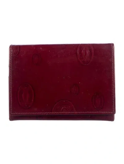 Pre-owned Cartier Patent Leather Printed Wallet In Burgundy
