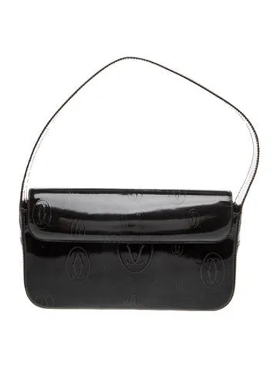Pre-owned Cartier Patent Leather Shoulder Bag In Black