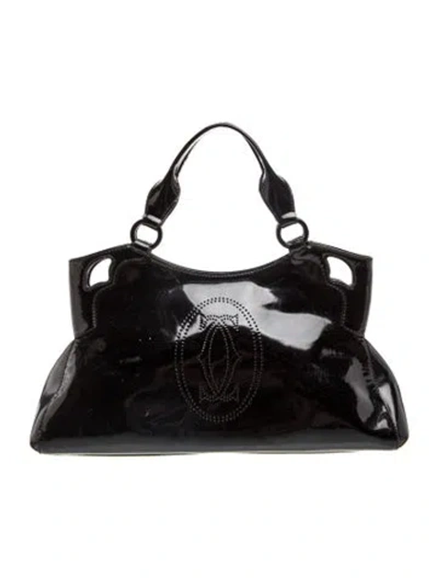 Pre-owned Cartier Patent Leather Top Handle Bag In Black
