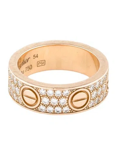 Pre-owned Cartier Paved Classic Love Ring In Multi