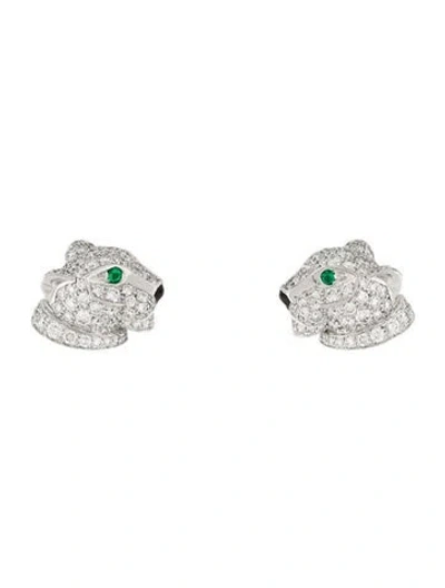 Pre-owned Cartier Paved Panthere De  Stud Earrings In Multi