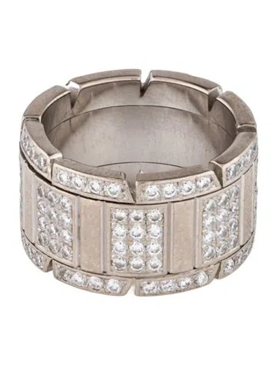 Pre-owned Cartier Paved Tank Francaise Ring In Multi