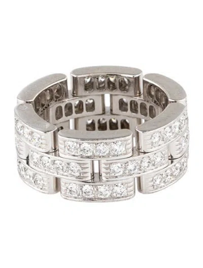 Pre-owned Cartier Paved Triple Row Maillon Panthere Ring In Multi