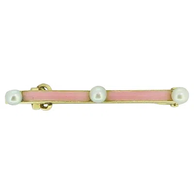 Pre-owned Cartier Pearl Mini Bar Brooch In Multi