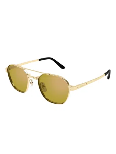 CARTIER PILOT-FRAME BROWLINE SUNGLASSES