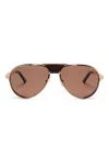 Cartier Pilot-frame Sunglasses In 金色