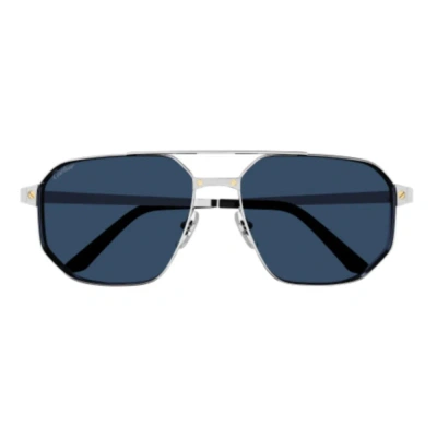 Cartier Pilot Frame Sunglasses In Silver
