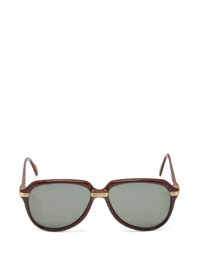 Pre-owned Cartier Pilot-frame Sunglasses In Brown