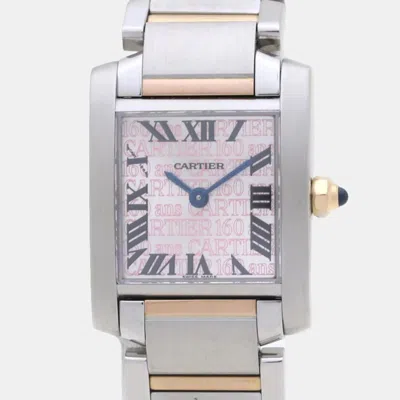 Pre-owned Cartier Pink 18k Rose Gold Stainless Steel Tank Francaise Sm W51036q4 Women's Watch 20mm