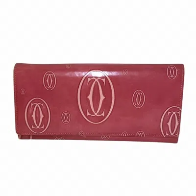 Pre-owned Cartier Pink Leather Long Wallet (bi-fold) ()